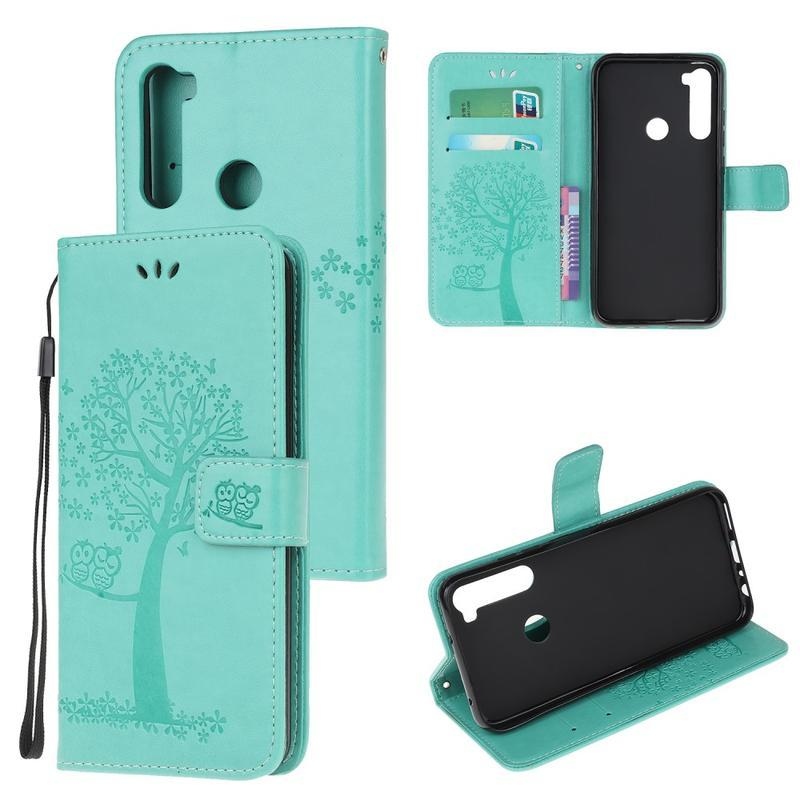 Fa PU bőr pénztárca tok Xiaomi Redmi Note 8T-hez - zöld