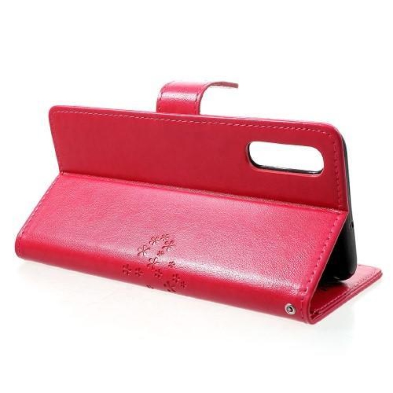 Tree PU bőr pénztárca tok Samsung Galaxy A70 - rózsaszínű