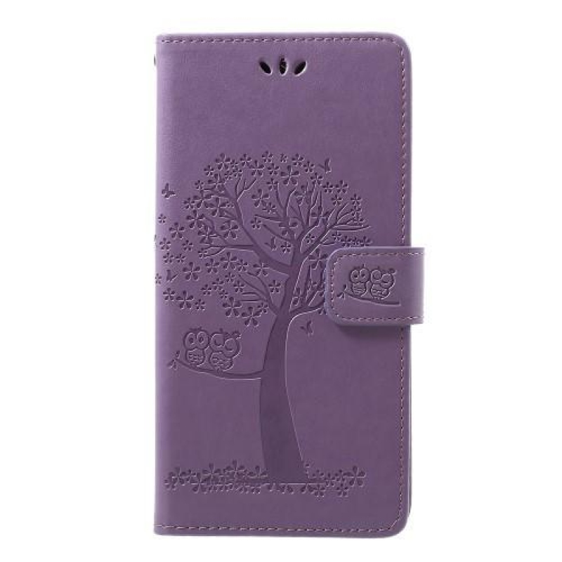 Tree PU bőr pénztárca tok Samsung Galaxy A70 - világos lila