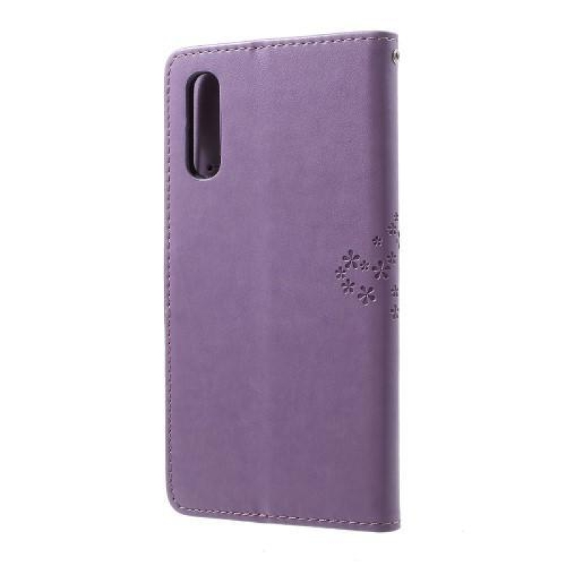 Tree PU bőr pénztárca tok Samsung Galaxy A70 - világos lila