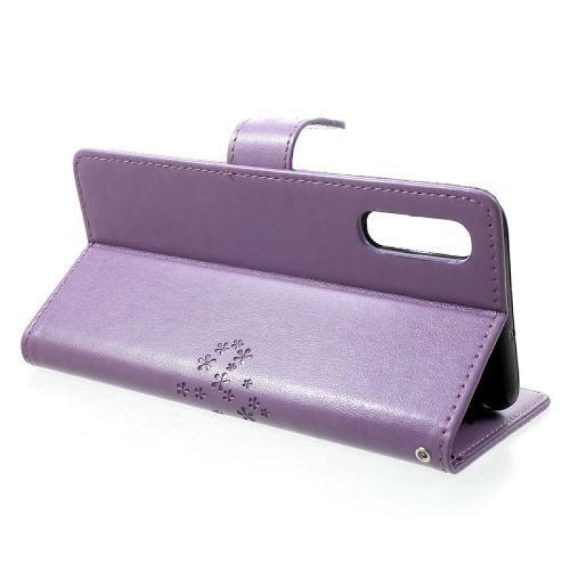 Tree PU bőr pénztárca tok Samsung Galaxy A70 - világos lila