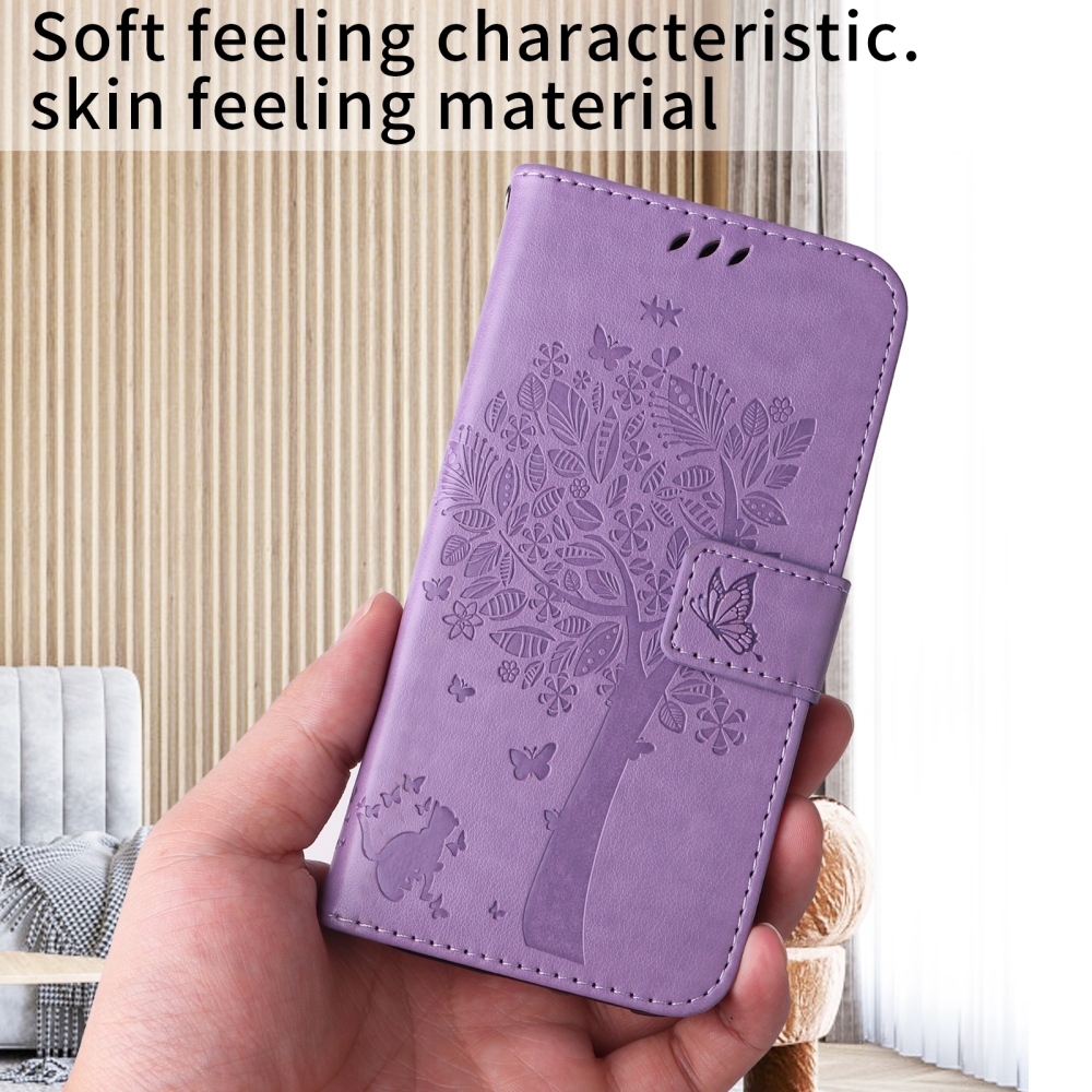 Fák könyvtáska a Honor 600 Lite 5G-hez - világos lila