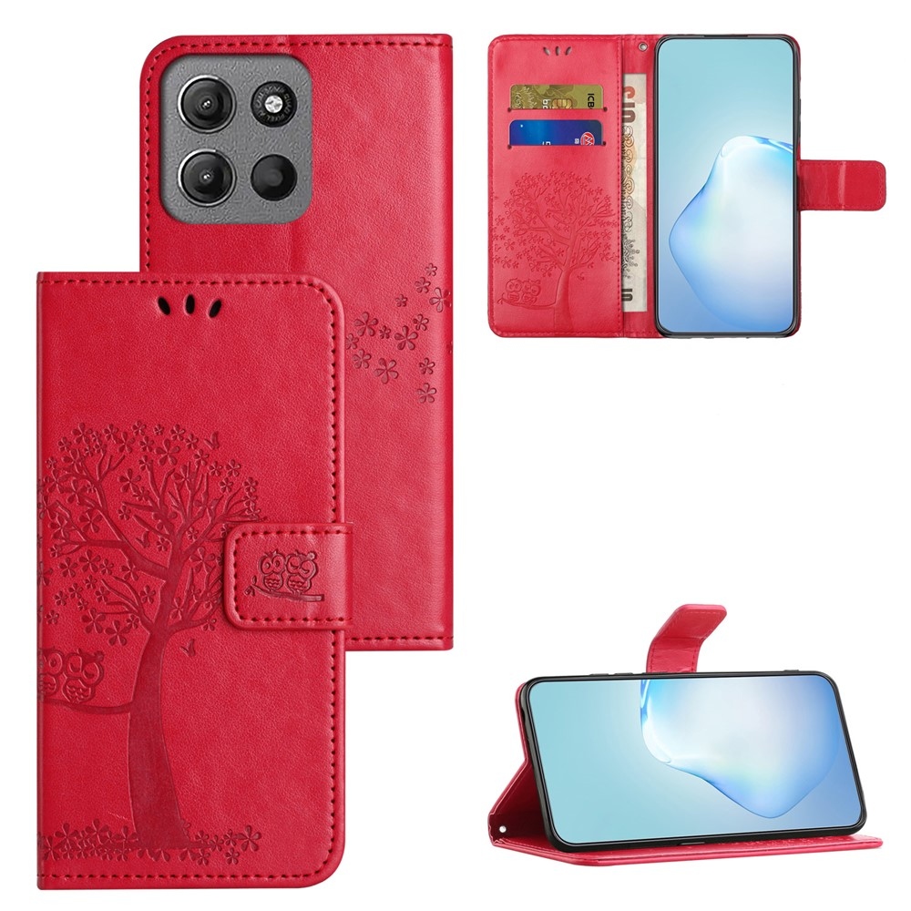 Trees könyvformájú tok a Motorola Moto G57 Power 5G-hez – piros