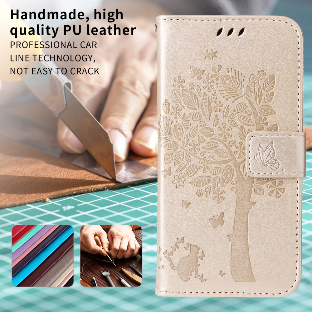 Fák könyv tok Samsung Galaxy A57 5G - arany színű