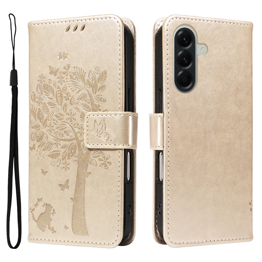 Fák könyv tok Samsung Galaxy A57 5G - arany színű