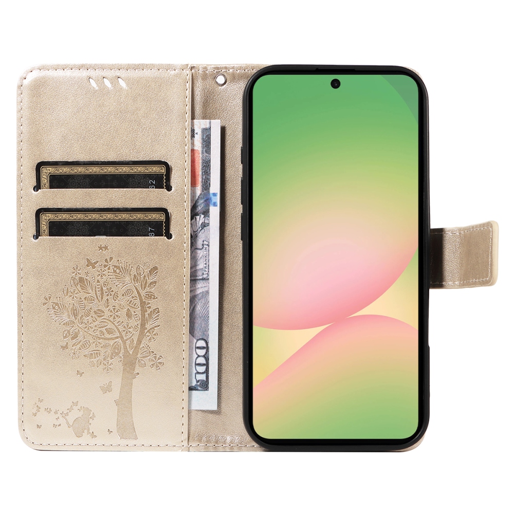 Fák könyv tok Samsung Galaxy A57 5G - arany színű