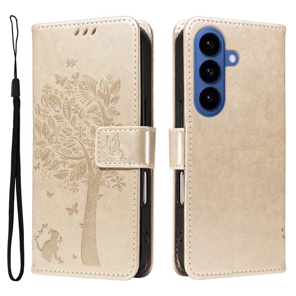 Fák könyv tok Samsung Galaxy S26/S26 Pro készülékhez - arany színben