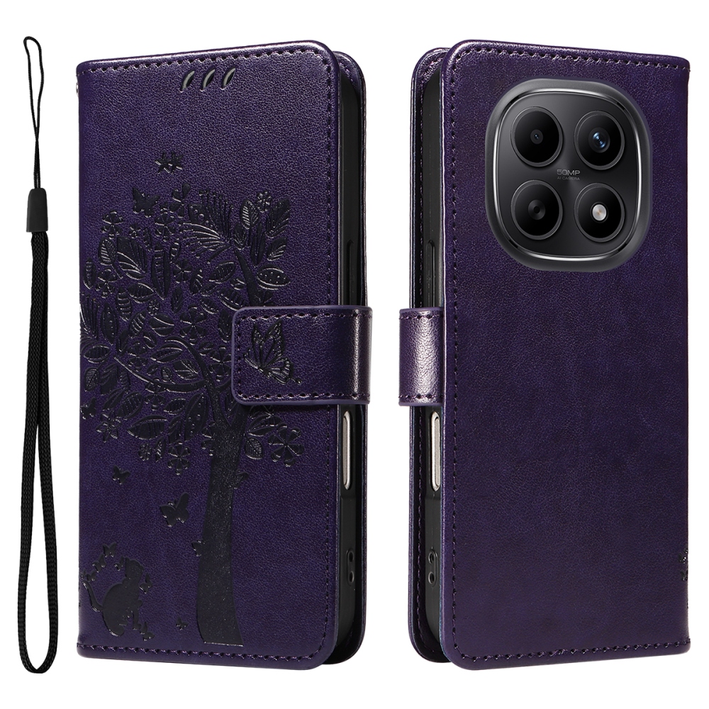 Fák könyv tokja Xiaomi Poco M8 5G/Redmi Note 15 5G/Note 15 4G - sötétlila