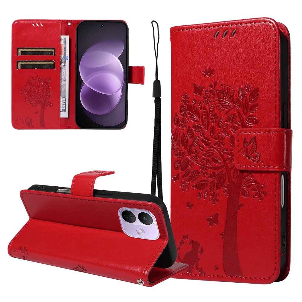 Trees könyvformájú tok a Xiaomi Redmi Note 17 Pro 5G-hez – piros