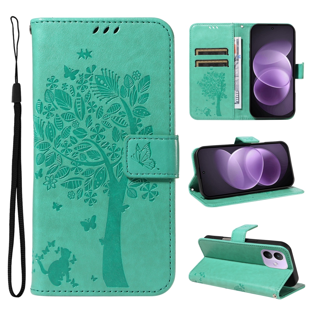 Trees könyvformájú tok a Xiaomi Redmi Note 17 Pro 5G-hez – kék-zöld