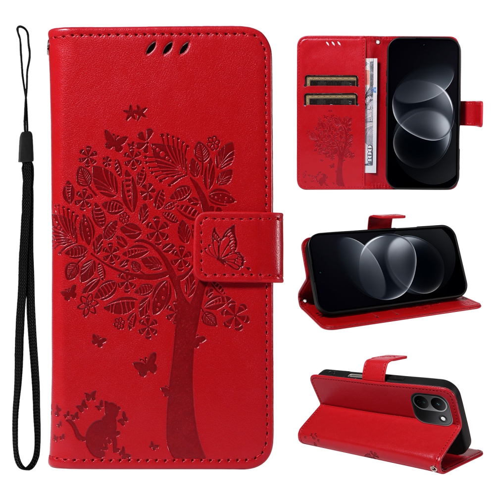 Trees könyvformájú tok a Xiaomi Redmi Note 17 Pro Max 5G-hez – piros
