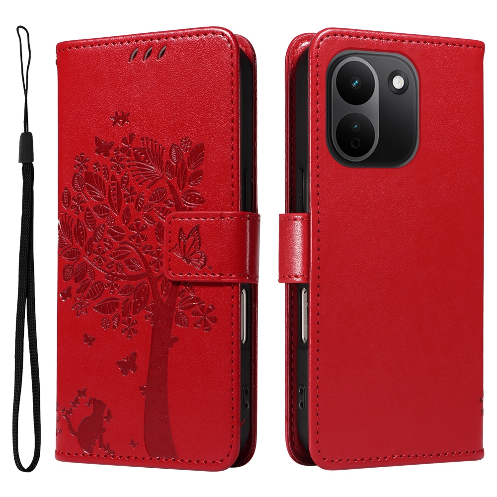 Trees könyvformájú tok a Xiaomi Redmi Note 17 Pro Max 5G-hez – piros