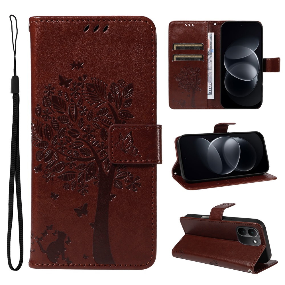 Trees könyvformájú tok a Xiaomi Redmi Note 17 Pro Max 5G-hez – barna