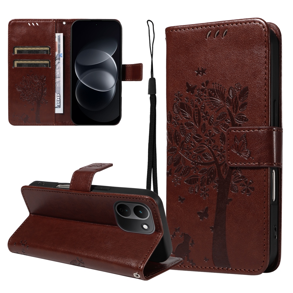 Trees könyvformájú tok a Xiaomi Redmi Note 17 Pro Max 5G-hez – barna