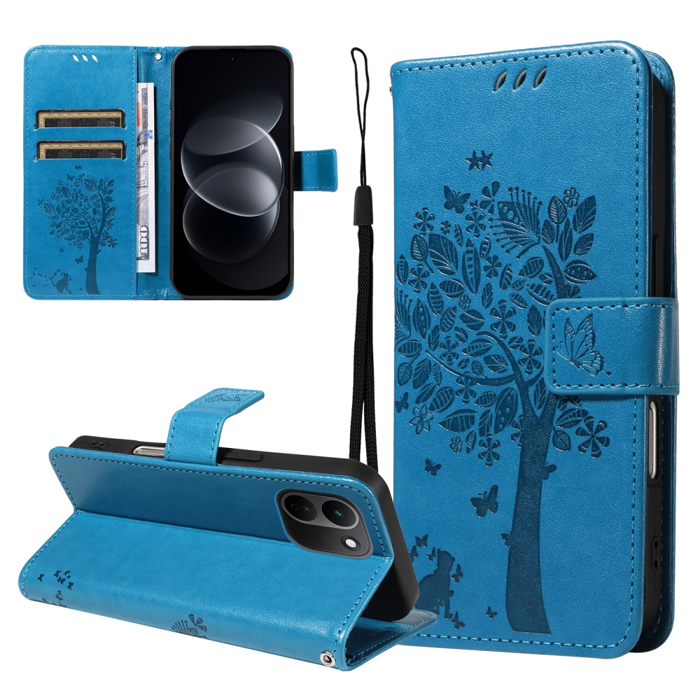 Trees könyvformájú tok a Xiaomi Redmi Note 17 Pro Max 5G-hez – kék
