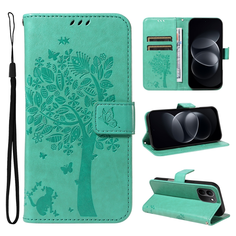 Trees könyvformájú tok a Xiaomi Redmi Note 17 Pro Max 5G-hez – kékeszöld