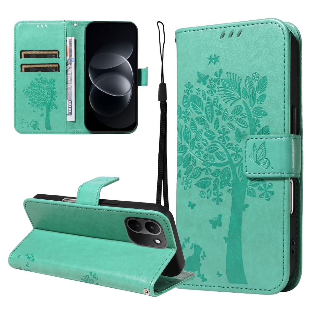 Trees könyvformájú tok a Xiaomi Redmi Note 17 Pro Max 5G-hez – kékeszöld