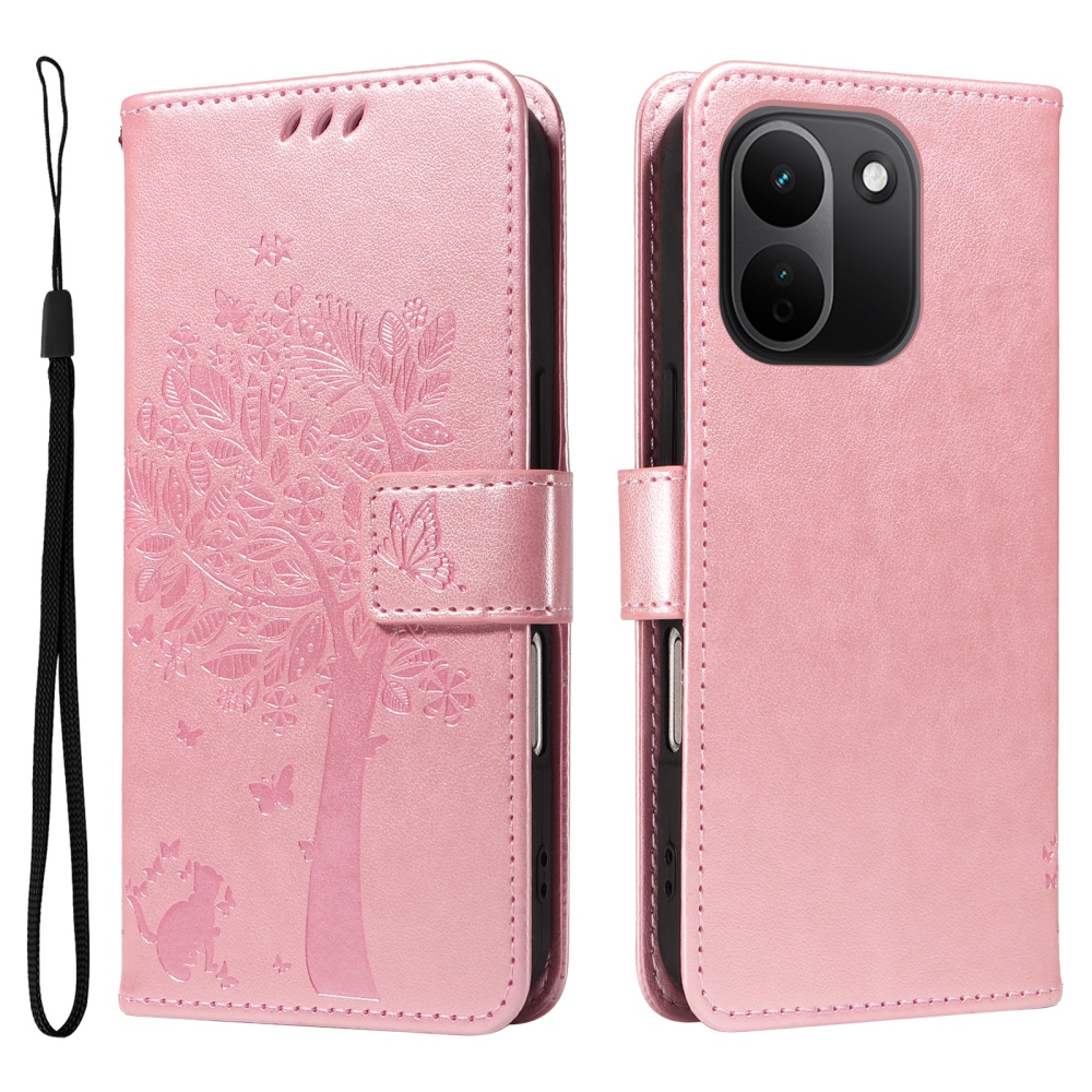 Trees könyvformájú tok a Xiaomi Redmi Note 17 Pro Max 5G-hez – rózsaszín-arany