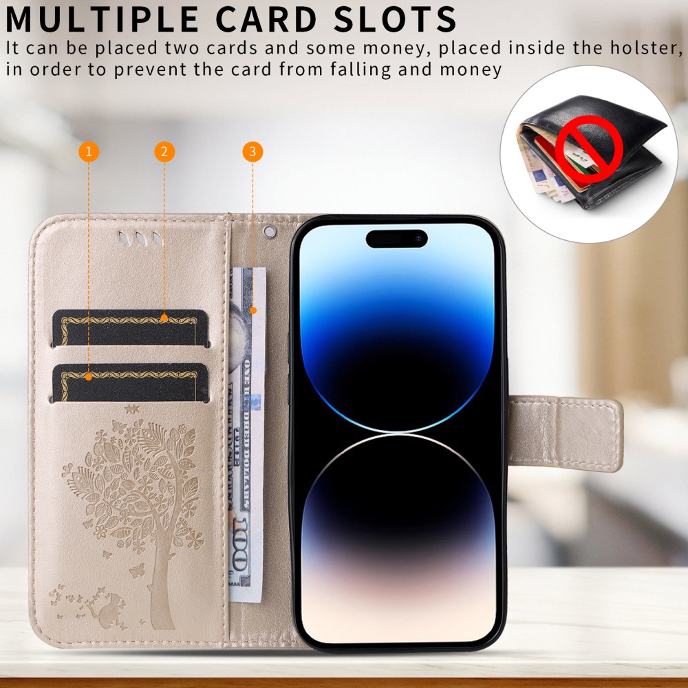 Trees könyvformájú tok a Xiaomi Redmi Note 17 Pro Max 5G-hez – arany