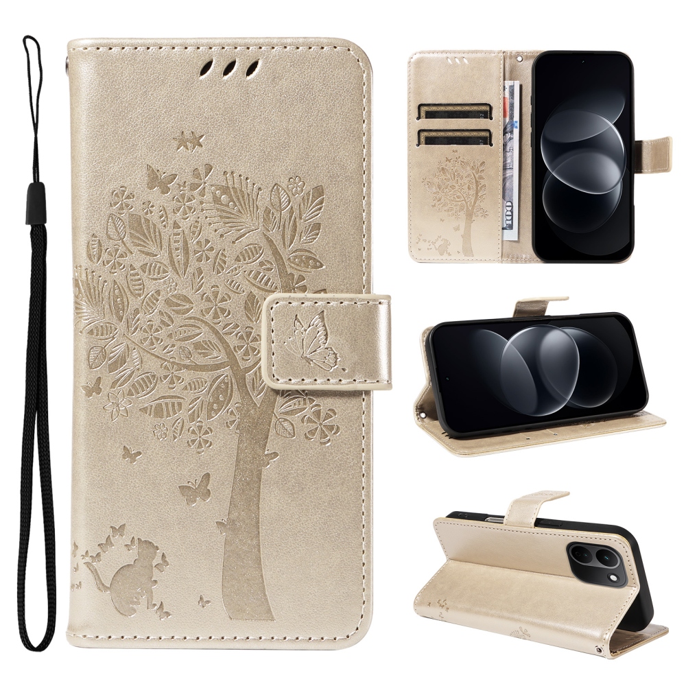 Trees könyvformájú tok a Xiaomi Redmi Note 17 Pro Max 5G-hez – arany