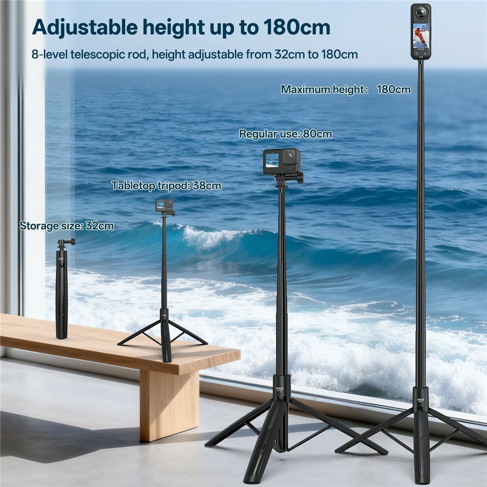 VRIG teleszkópos állvány és szelfibot 180 cm mágneses tartóval