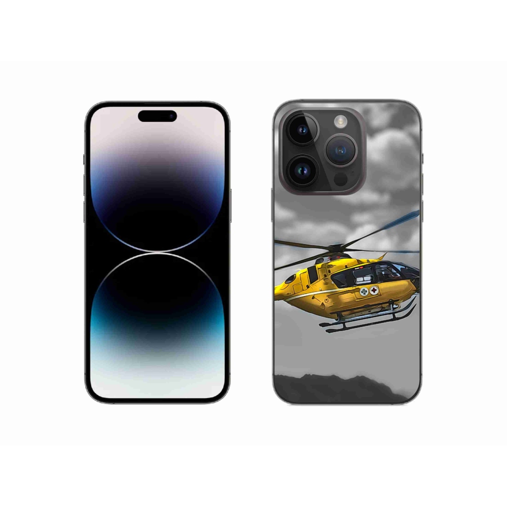 Zselés borítás mmCase iPhone 14 Pro készülékhez - sárga helikopter
