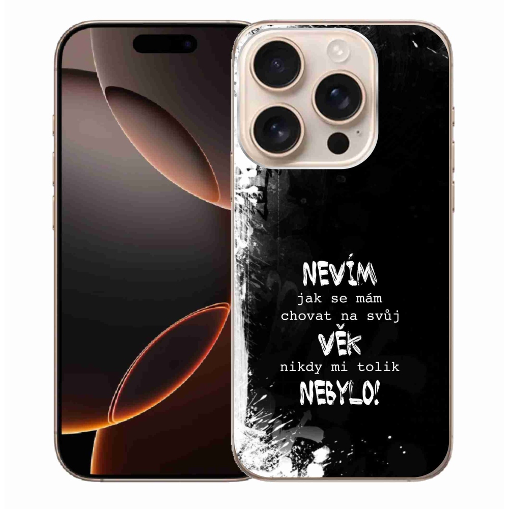 Gél borítás mmCase iPhone 16 Pro Max készülékhez - vicces szöveg 14 fekete háttér