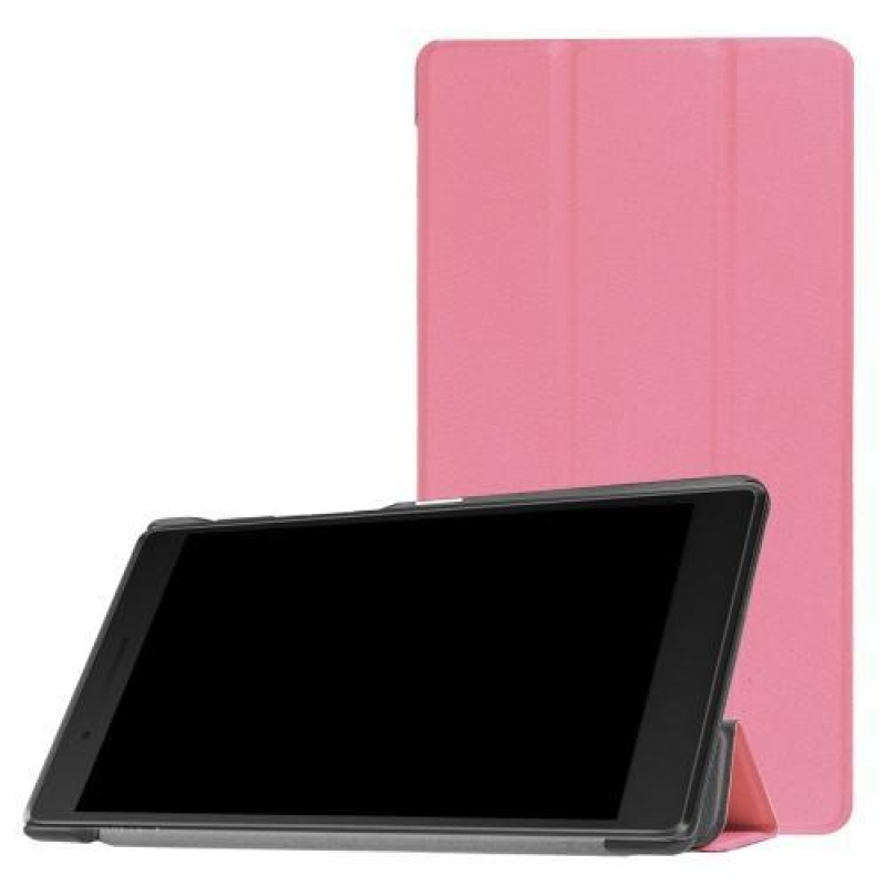 Háromrétegű, állítható PU bőr tok Lenovo Tab 7 Essential (2017) - rózsaszínű