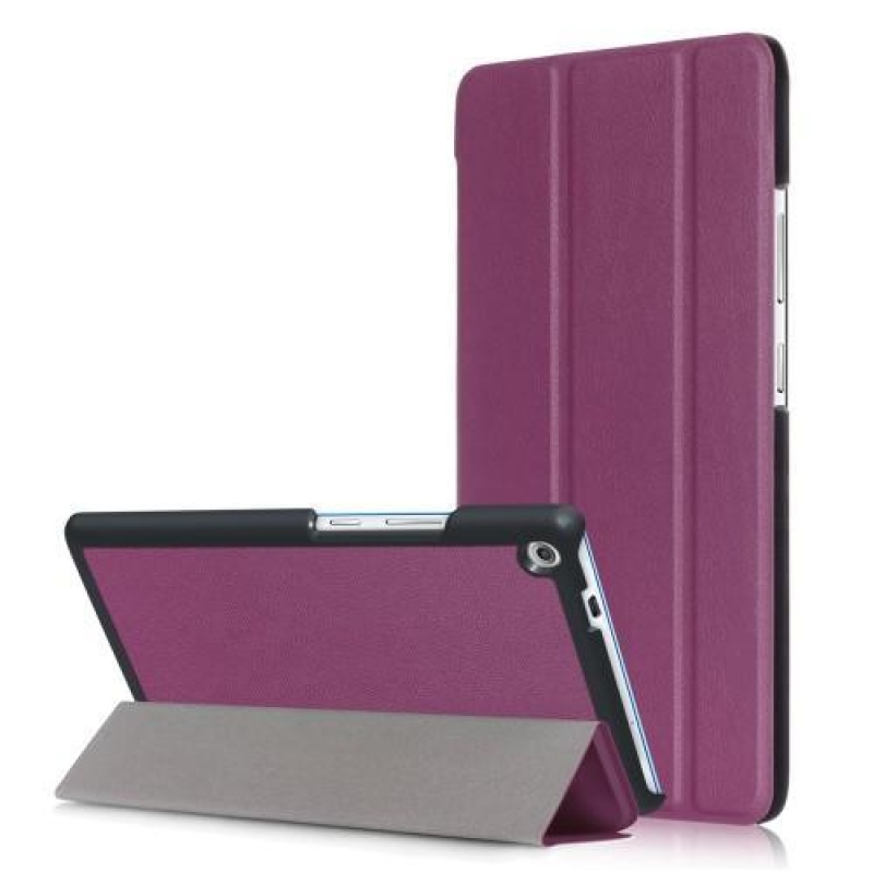 Háromrétegű, pattintható PU bőr tok Lenovo Tab 3 7 Plus-hoz - lila