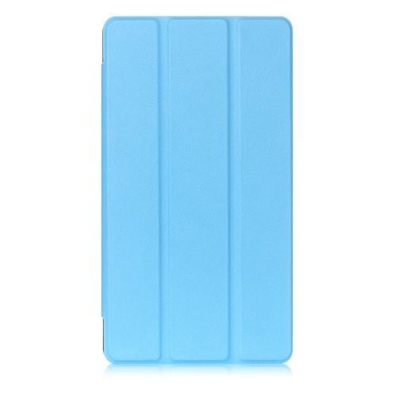 Háromrétegű, pattintható PU bőr tok Lenovo Tab 3 7 Plus-hoz - kék