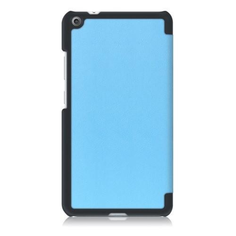 Háromrétegű, pattintható PU bőr tok Lenovo Tab 3 7 Plus-hoz - kék