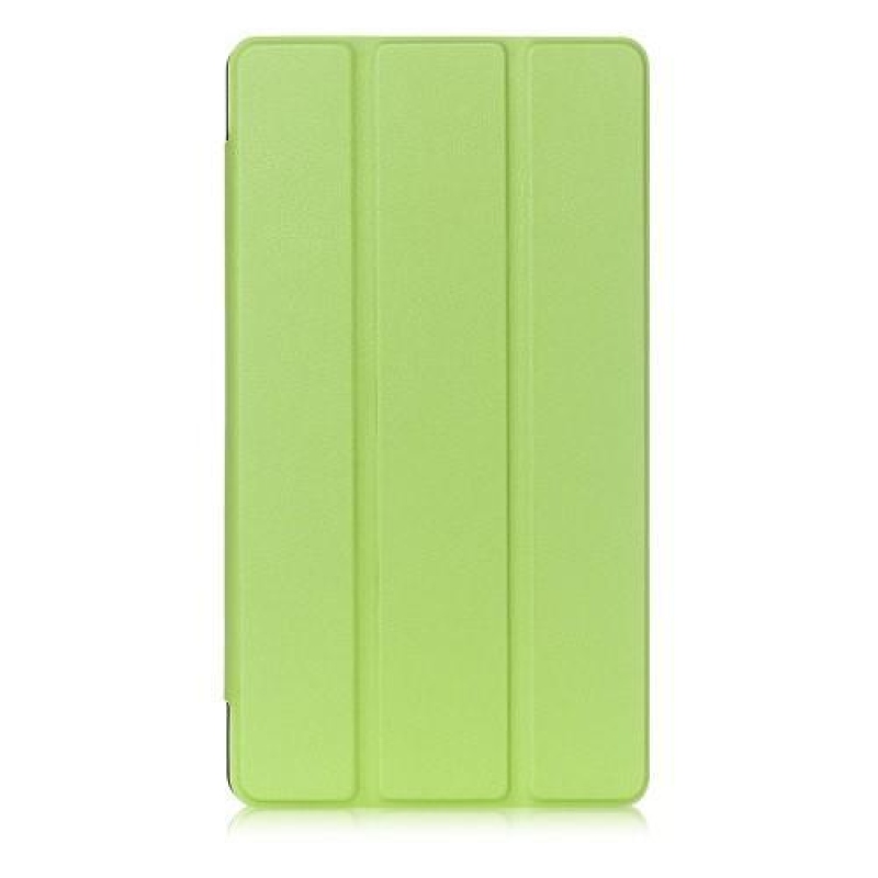 Háromrétegű pattintható PU bőr tok Lenovo Tab 3 7 Plus-hoz - zöld