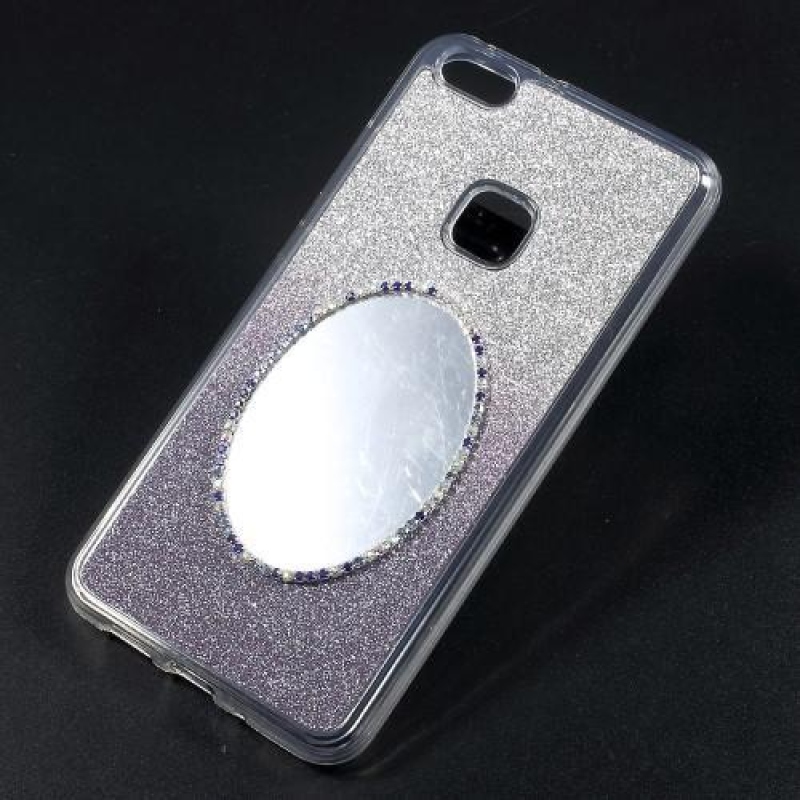 Glitter gél mobil tok tükörrel Huawei P10 Lite-hoz - lila