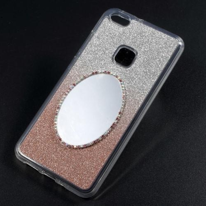 Glitter gél mobil tok tükörrel Huawei P10 Lite-hoz - rózsaarany