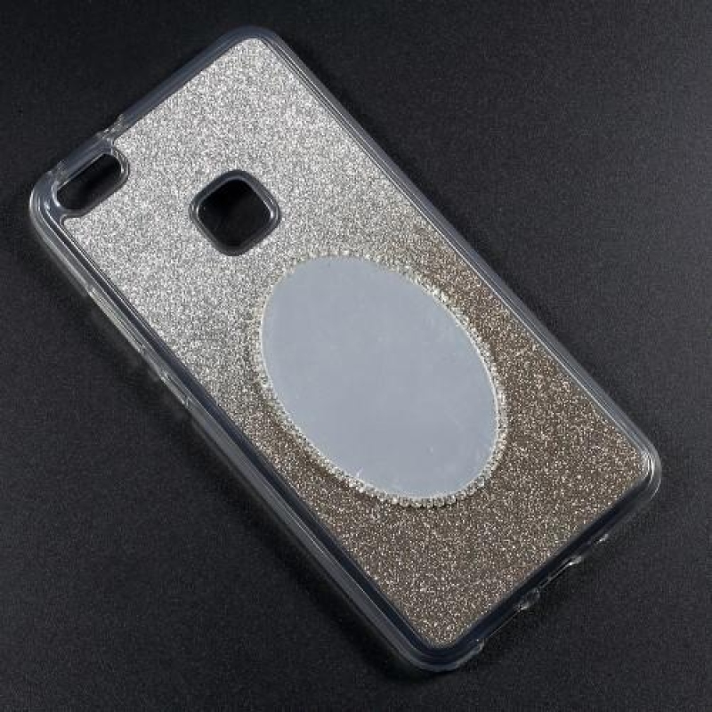 Glitter gél mobil tok tükörrel Huawei P10 Lite-hoz - szürke