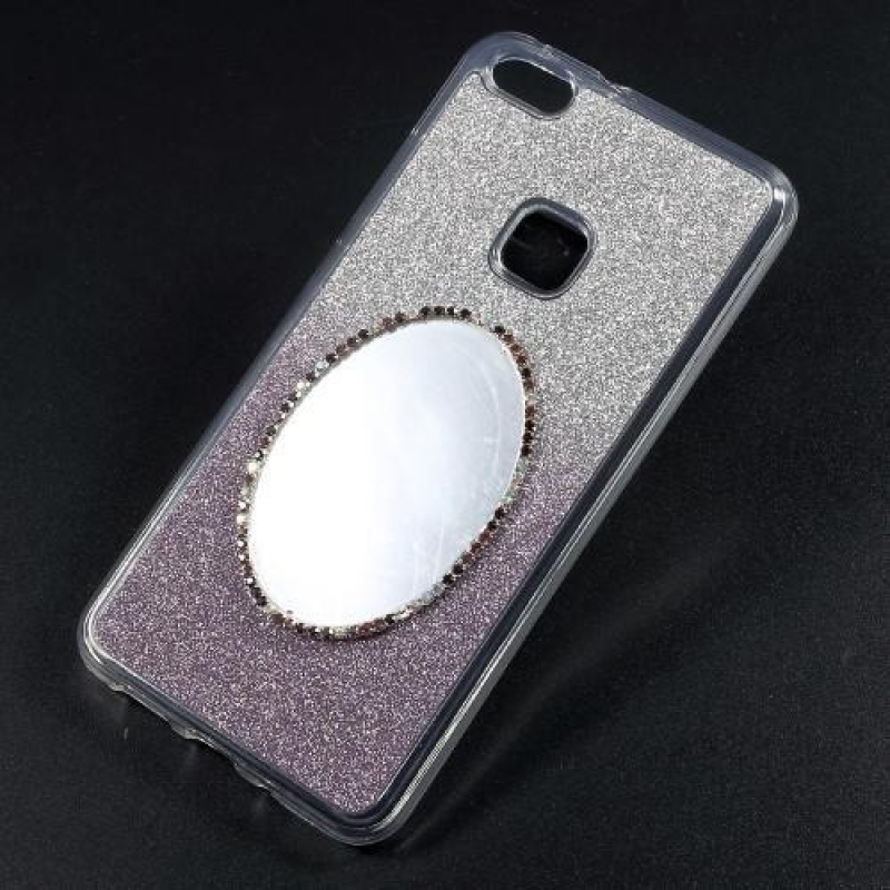 Glitter gél mobil tok tükörrel Huawei P10 Lite-hoz - világos lila