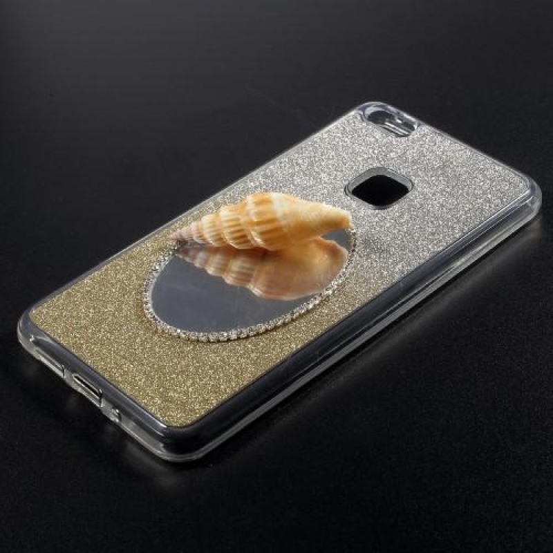 Glitter gél mobil tok tükörrel Huawei P10 Lite-hoz - arany színű