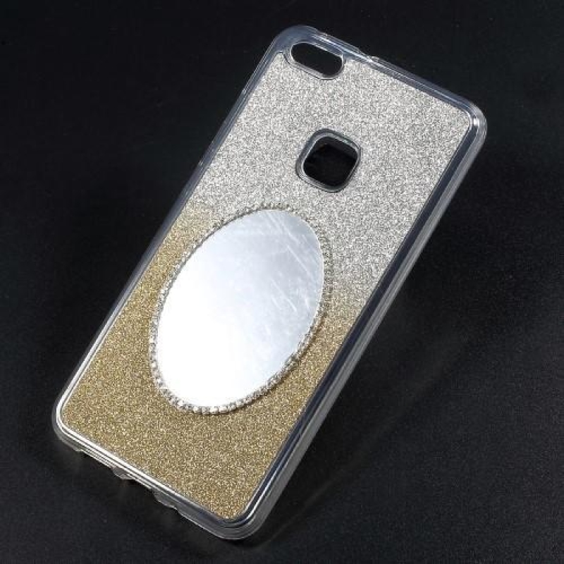 Glitter gél mobil tok tükörrel Huawei P10 Lite-hoz - arany színű