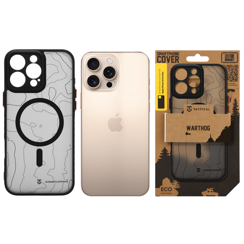 Tactical MagForce Warthog tok az Apple iPhone 16 Pro Max-hoz, Asphalt színben