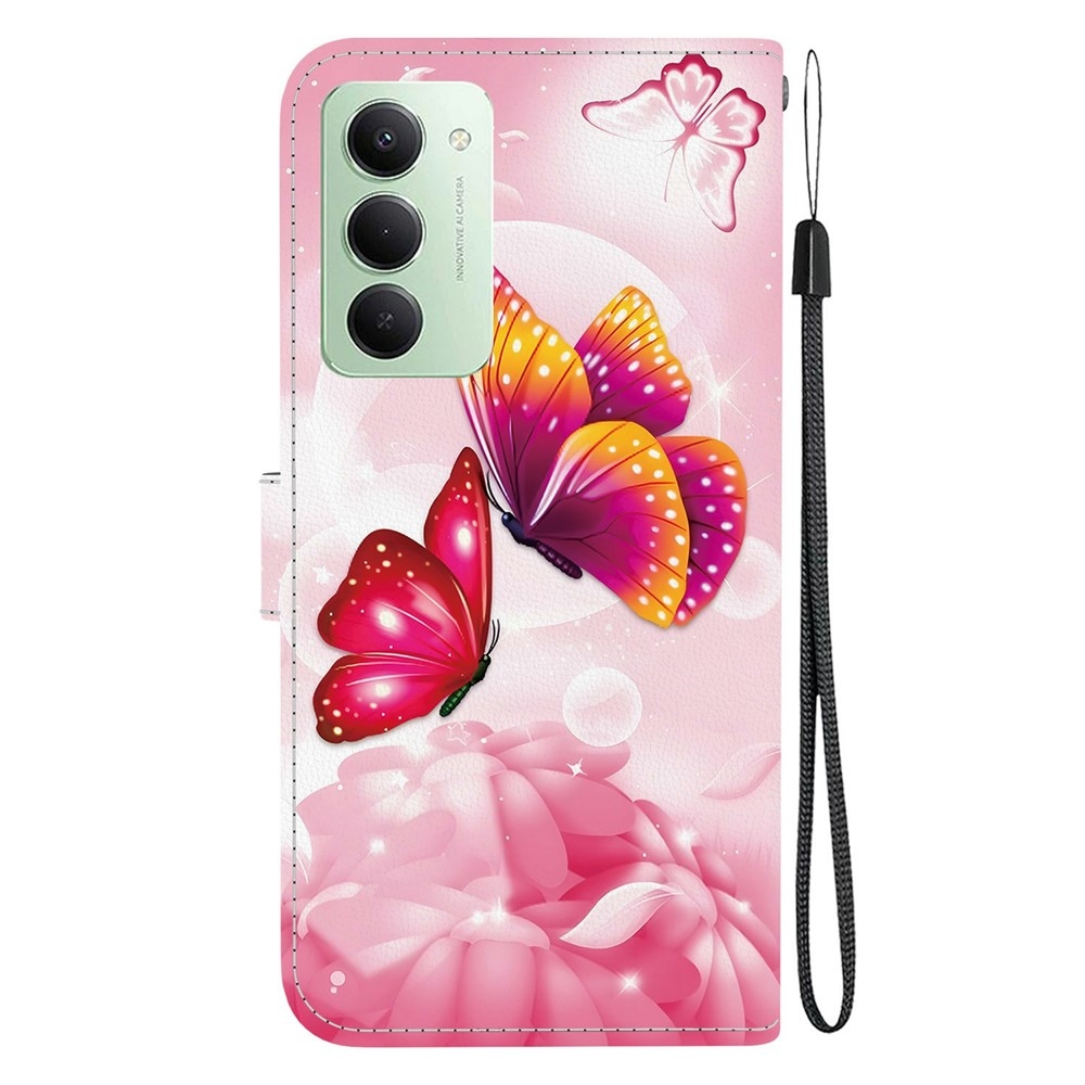 Sokoldalú könyvtáska Xiaomi Redmi 15 4G (171mm) - rózsaszín pillangókhoz