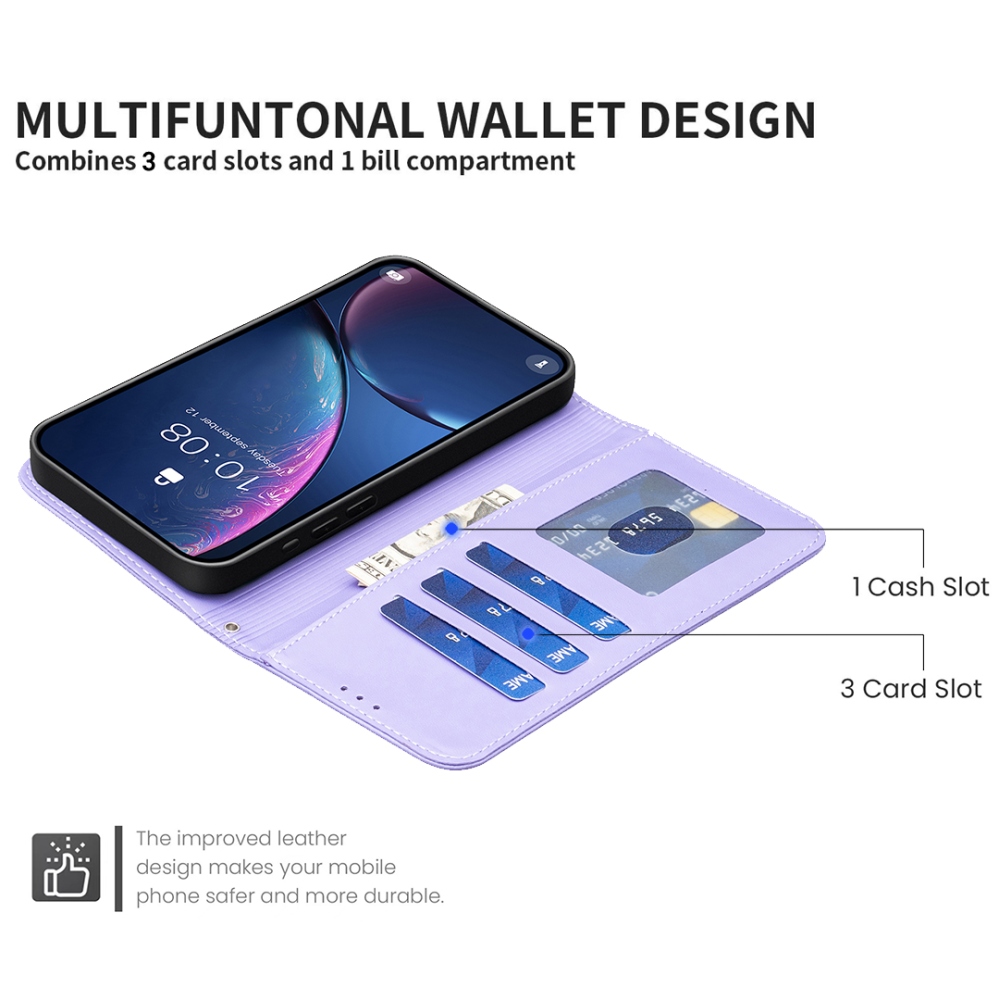 Clover könyvtáska iPhone 17 Pro Max készülékhez - lila