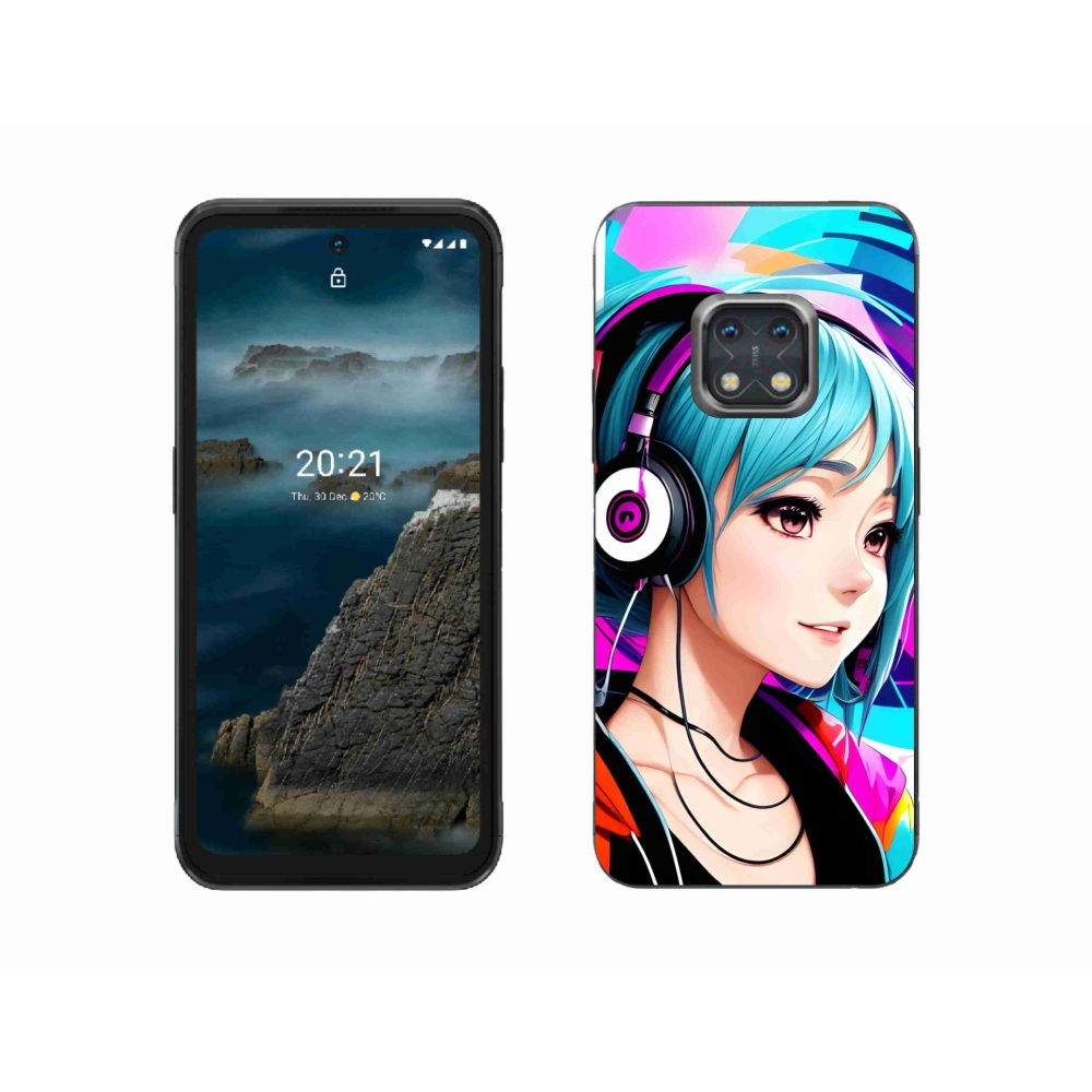 Zselés borítás mmCase a Nokia XR20 készülékhez - lány fejhallgatóval