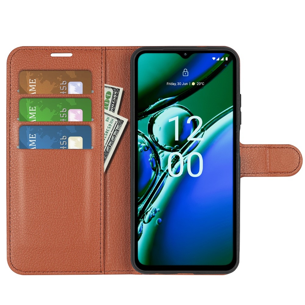 Litchi könyvtáska Nokia G42 készülékhez - barna