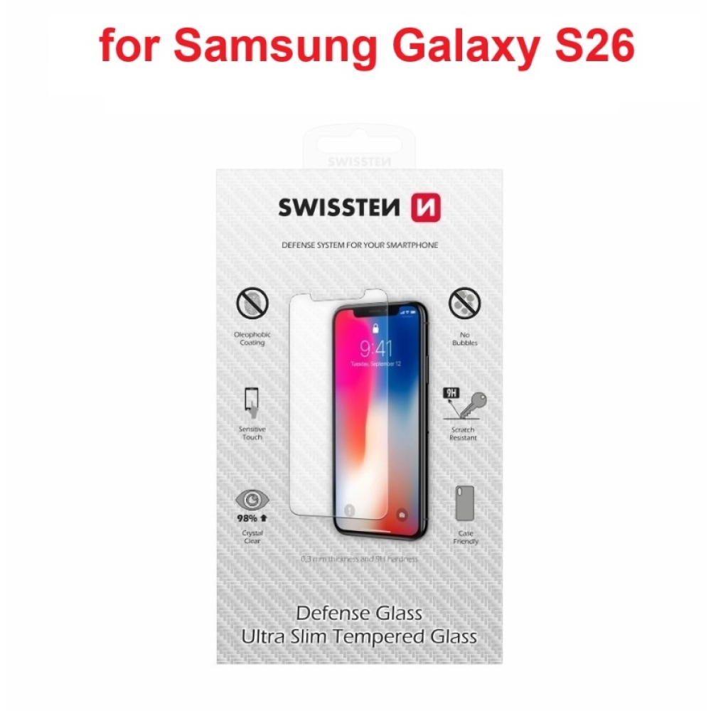 Edzett üveg Swissten a Samsung Galaxy S26-on