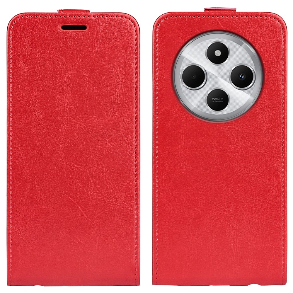 Függőleges könyvtáska Xiaomi Redmi 14C/Poco C75-hez - piros