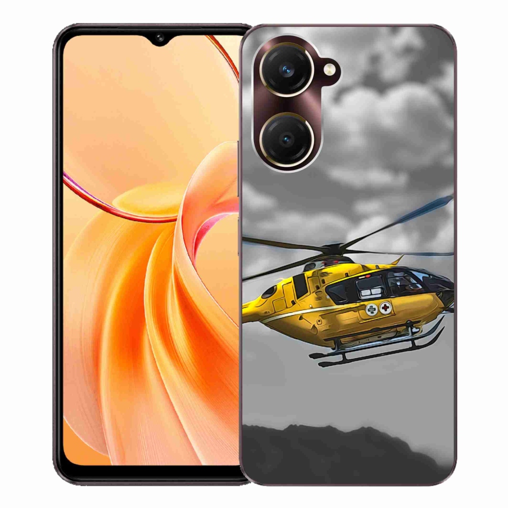 Zselés borítás mmCase Vivo Y28s 5G - sárga helikopterhez