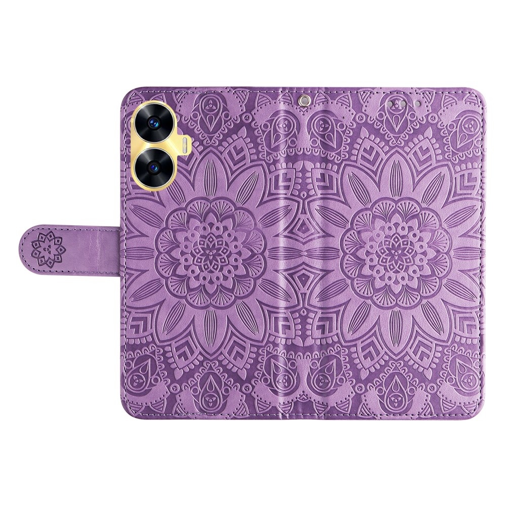 Napraforgó könyvtáska a Realme C55 készülékhez - lila