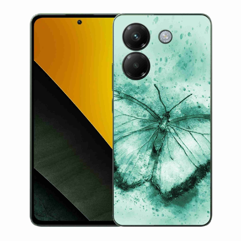 Gél borítás mmCase a Xiaomi Poco M7 Pro 5G-hez - zöld pillangó