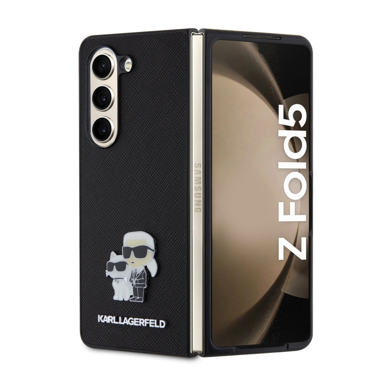 Karl Lagerfeld PU Saffiano Karl és Choupette NFT hátlap Samsung Galaxy Z Fold 5 fekete