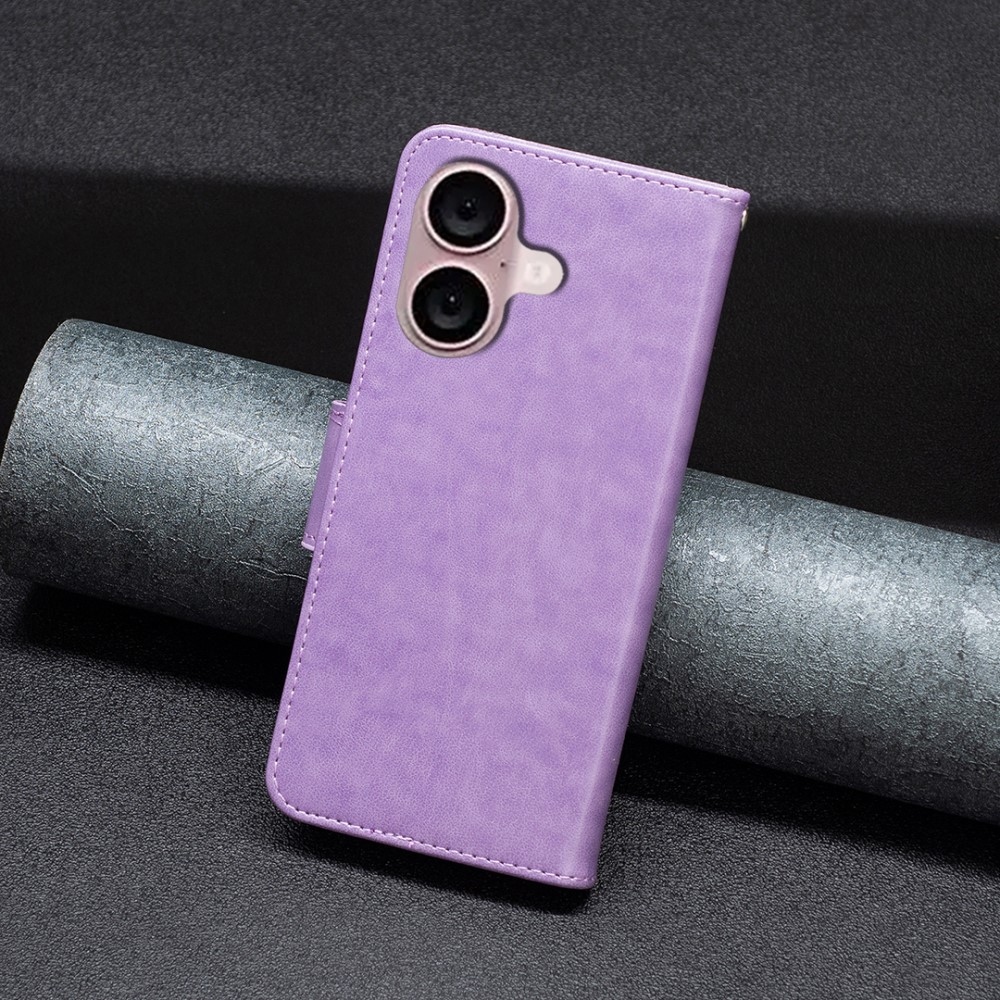 Pillangó könyvtáska iPhone 16-hoz - világos lila